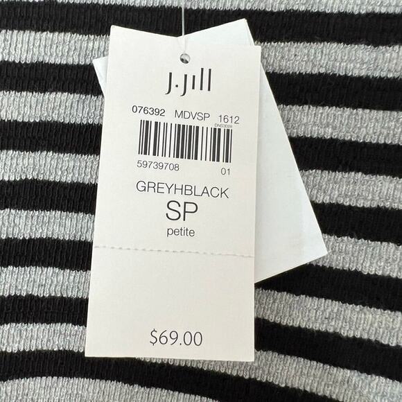 J. Jill WearEver Tunic Top Women’s Sz PS Small Black Gray Stripes NWT Travel - Picture 5 of 12